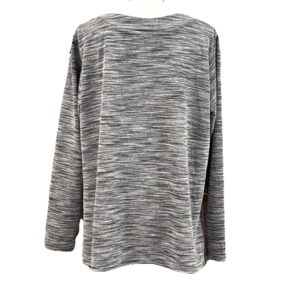 LISA BAYNE V NECK LONG SLEEVE WINTER TUNIC TOP XL SPACE DYE GREY WHITE STRETCH - Picture 4 of 6